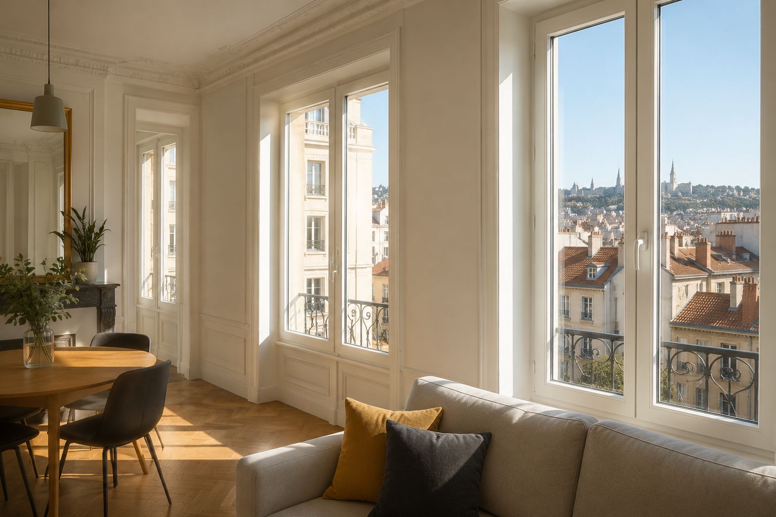 Appartement à Lyon, lumière du matin