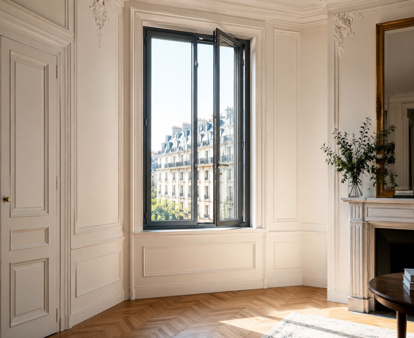 Fenêtre battante, appartement ancien